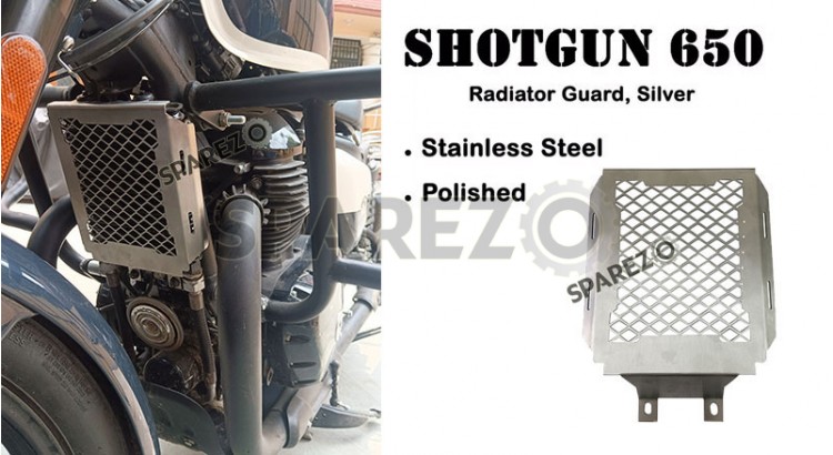 Fit For Royal Enfield Shotgun 650 Stainless Steel Radiator Guard Silver - SPAREZO